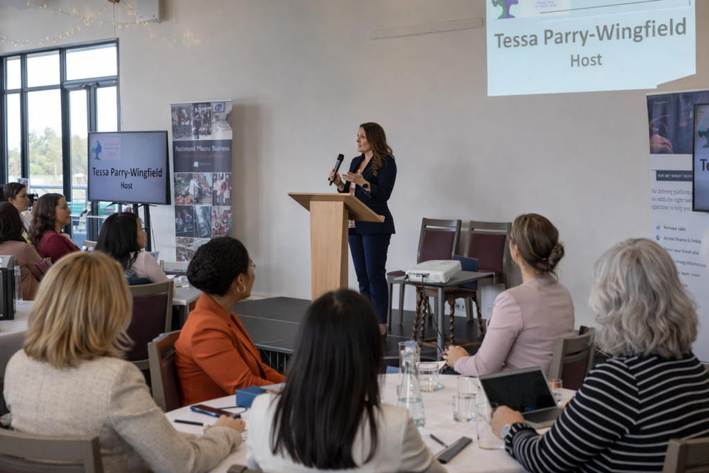 Tessa Parry-Wingfield hosting a live business event